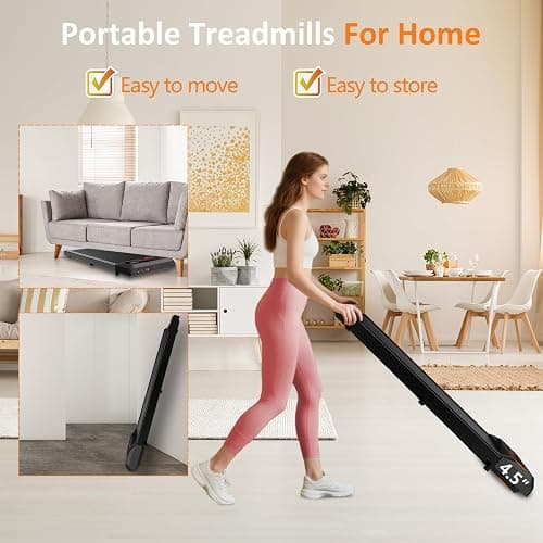 2.5HP Walking Mat with Incline pad, Under Desk Treadmill, Walking Treadmill with Remote, 3 in 1 Low Noise Small Mini Portable Walking Mat with Led Screen, Compact Treadmills for Home, 265lbs Capacity thumbnail 7