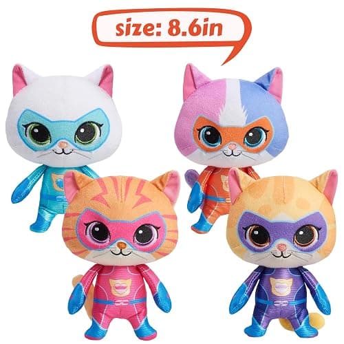 YXCTZKVX Super Cat Plush Toy – Set of 4 Soft Stuffed Animals – Sparks, Buddy, Ginny, Bitsy – Adorable Kitties Gift Set for Children(8Inch) thumbnail 3