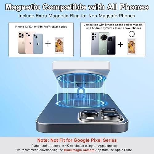 NOLYTH Selfie Monitor Screen iPhone: Magnetic Wireless Phone Back Camera Monitor for Content Creator Photo Video Recording Bluetooth Remote 4.02-inch Display Ideal for Vloggers White thumbnail 5