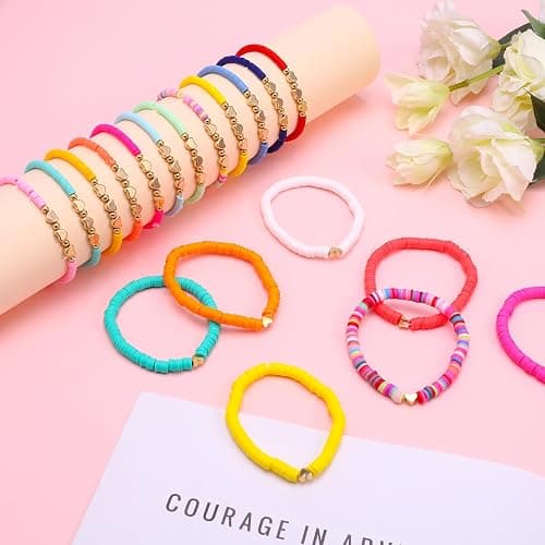 ViEinkaufen 19 Pcs Friendship Bracelets, Colorful Girls Bracelets Adjustable Bohemian Clay Beads Bracelets Inspirational Bracelets Jewellery Gifts for Girls Women Men Best Friends Party Accessories thumbnail 4
