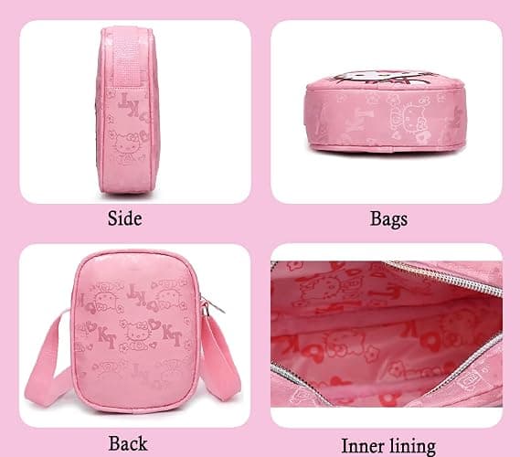 Cute Mini Purse Bag for Girls, Pink Cat Canvas Crossbody Purses thumbnail 5