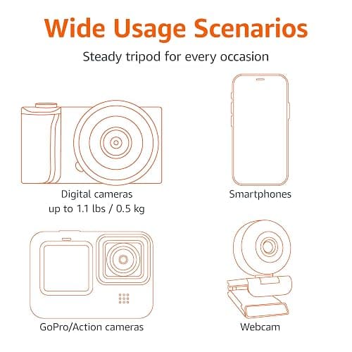 Amazon Basics Portable and Flexible Tripod with Wireless Remote and Smartphone Clamp, 10-inch long, Black thumbnail 3