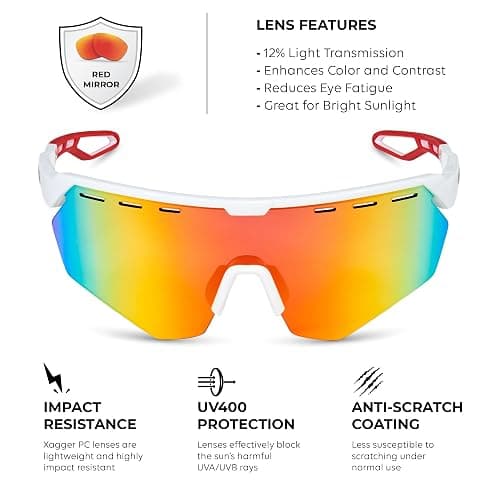 Xagger Sports Sunglasses for Men Women Cycling Baseball Running Sun Glasses UV400 Protection Wrap Around TR90 Frame thumbnail 3
