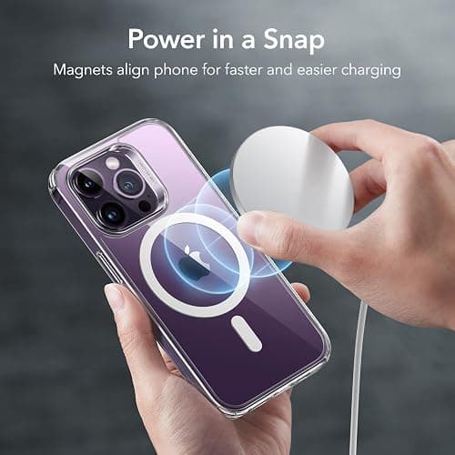 ESR for iPhone 14 Pro Case, Compatible with MagSafe, Shockproof Military-Grade Protection, Yellowing Resistant, Magnetic Classic Hybrid Case (HaloLock), Clear thumbnail 4