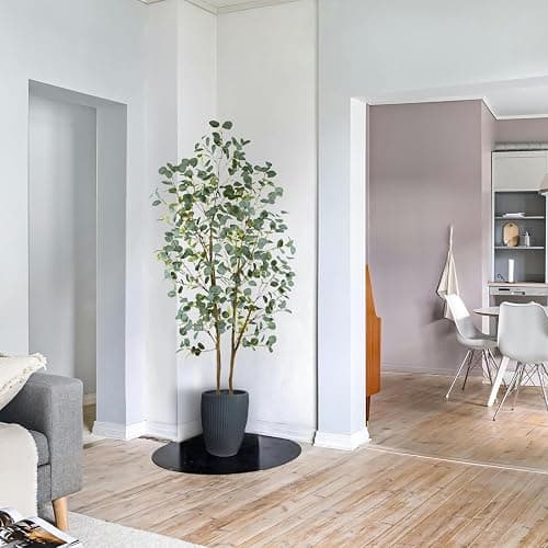 Warmplants Artificial Eucalyptus Tree, 7ft Tall Silk Leaves Fake Plant with Basket for Outdoor Indoor, 83'' Faux Eucalyptus Trees for Home Office Livingroom Floor Décor thumbnail 5