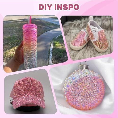 20000Pcs Pink Rhinestones for Bedazzling with 3Pcs B7000 Jewelry Glue, Resin Rhinestones for Crafting Crafts，Bedazzler Kit Flatback Gems for Clothing Shoes Tumblers Nail Art thumbnail 4