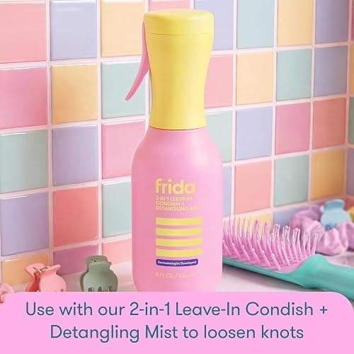 Frida for Kids Curly Hair Brush, Detangling Brush for Curls, Kids | Comb-and-bristle detangling brush works through knots in curls, coils and waves on wet or dry hair. thumbnail 6