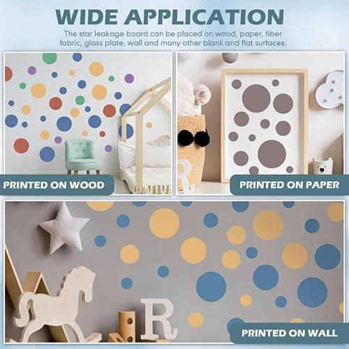 Teling 14 Pieces Large Stencil for Painting on Wood Plastic 5 Point Template Paint Stencils for Fabric Walls Arts Paper Home Decoration(Circle) thumbnail 6