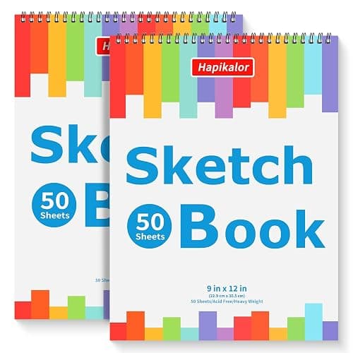 9" x 12" Sketch Book, 2-Pack 50 Sheets Spiral Bound Art Sketchbook, Acid Free Artist Drawing Book Paper, Art Supplies for Adults Kids, Craft Activities, Sketch Paper for Drawing Coloring Sketching - Image 1