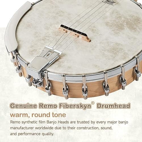 5 String Banjo, Mulucky Full Size with 24 Brackets Banjo, Open Back, Maple Banjos with Remo Head, Geared 5th Tuner, Gift Package with Beginner Kit - MB1101 thumbnail 3