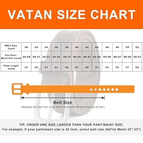 VATAN Men's Genuine Leather Casual Every Day Jeans Belts, Handmade Men Leather Belt with Gift Box thumbnail 4