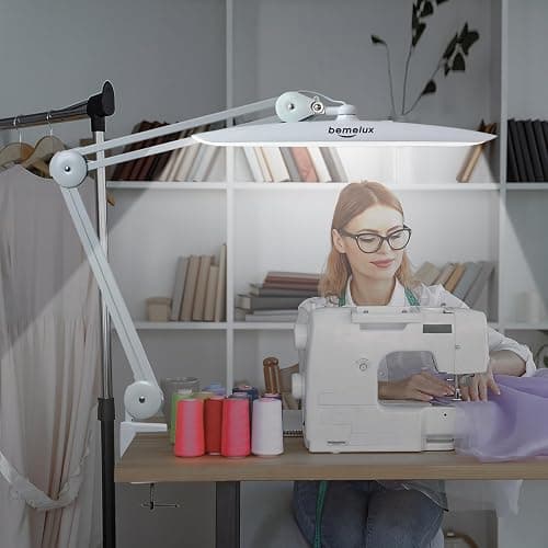 bemelux LED Nail Desk Lamp with Clamp, 117PCS LEDs, 2200 Lumens 20 Inch Metal Swivel Arm Dimming Task Lamp for Reading,Desktop Office,Workbench,Architect,Sewing,Study,Home Craft and Nail(White) thumbnail 6