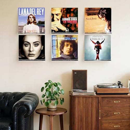 Optish 12 Pack Vinyl Wall Mount Shelf, 12" Vinyl Record Holder, Clear Record Shelf Display and Storage, Acrylic Shelves for Wall, Nursery, Living Room, Bedroom thumbnail 5