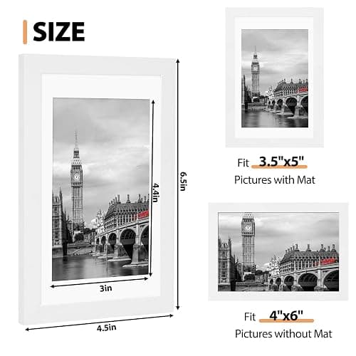 Fixwal 4x6 Picture Frame Set of 3 with Plastic Cover, PVC, White | Shatter Resistant Plastic Cover, Thin Border and Light Weight，Wall or Tabletop Decor thumbnail 3