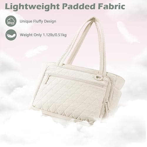 Yarwo Lightweight Teacher Tote Bag for Women, 15.6 inch Laptop Work Bag with Accordion File Pocket & Cup Holder thumbnail 4