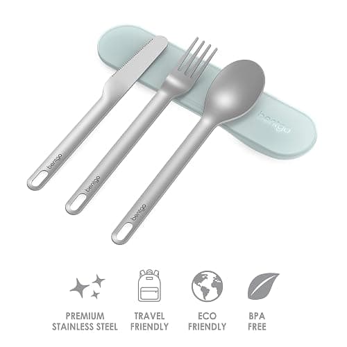 Bentgo Stainless Travel Utensil Set - Reusable 3-Piece Silverware Set with Carrying Case, High-Grade Premium Steel, BPA-Free Case, Eco-Friendly - Ideal for Travel, Camping, and Office Use (Aqua) thumbnail 4
