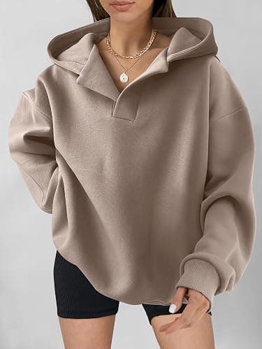 ANRABESS Womens Oversized Hoodies V Neck Sweatshirts Fleece Long Sleeve Pullover Y2K Clothes 2025 Fall Trendy Outfits thumbnail 2