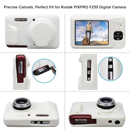 RAIALL Case for KODAK PIXPRO FZ55 Digital Camera, Soft Silicone Protective Case for KODAK PIXPRO FZ55 Vlogging Camera, Lightweight FZ55 Camera Case Cover Grip Body Skin, White thumbnail 5