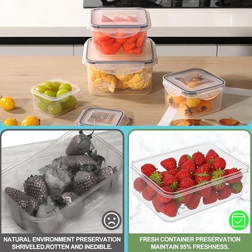 Pure Future 50-Piece Food Storage Containers Set (25-Pack) - Includes 2x JUMBO 2.5L (84oz) & 2x 1.5L Large Bins, Airtight Plastic Meal Prep Lunch Boxes with Lids, Microwave/Freezer Safe, BPA Free thumbnail 6