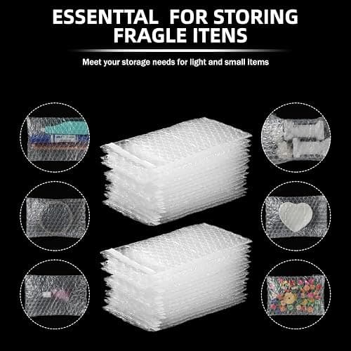 Frienda 300 Pcs Clear Self Sealing Bubble Cushion Bags Double Wall Bubble Pouch Bag Plastic Shockproof Protective Packing for Small Business Moving Shipping Packaging Storage(4" X 6") thumbnail 4