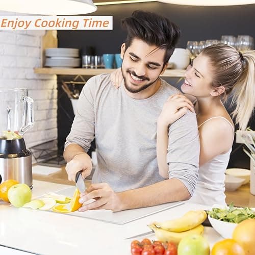 JJL Acrylic Cutting Board with Counter Lip, Anti-Slip, 16 x 12.5 Inches, Clear – Perfect for Cutting Bread, Meat, and Vegetables, Ideal Choice for Kitchen Countertop Décor thumbnail 2