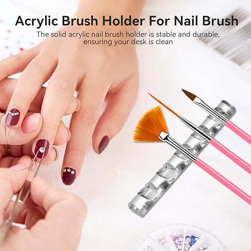 ESUOHYM 27 PCS Nail Art Brushes Set with Brush Stand Nail Sculpture Pen Dotting Tools For Paint 3D Nails,Nail Design Brush for Acrylic Gel Dip Powder Nail Extensions,French Manicure,for Home Salon thumbnail 9