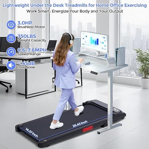 Folding Foldable Walking Pad Treadmill with Handle Bar and Adjustable Incline, 3.5HP Portable Electric Treadmills with Handles for Home Small, Home Treadmills with Incline, 0.6-7.6MPH, 350LBS thumbnail 8