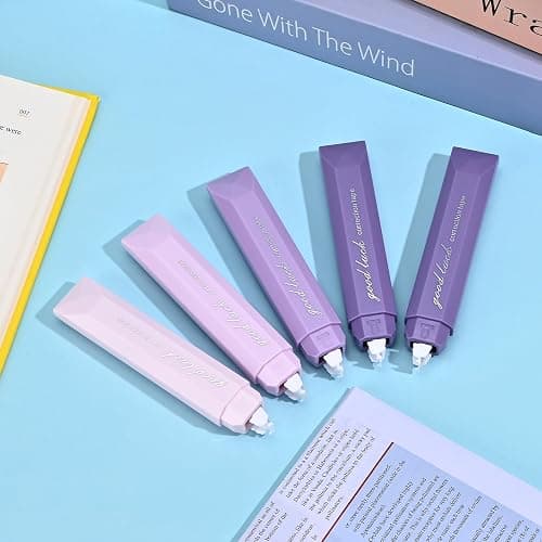 Temiary 5 Pcs White Correction Tapes, Aesthetic Correction Tape Pens Smooth Pull Out, Easy to Use Pen Shaped Applicator for Students School Office Supplies (Purple) thumbnail 6