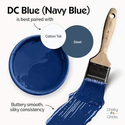 Chalky Chicks 16 Fl Oz Matte DC Blue Navy Blue Chalk Paint for Furniture Without Sanding - No Prep Furniture Paint No Sanding All in One for Crafts, Wood, Cabinet, Walls, Metal, Dresser, Farmhouse thumbnail 6