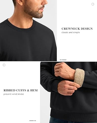 G Gradual Sherpa Lined Sweatshirts for Men Fleece Crewneck Sweatshirt Pullover Warm Shirts for Winter thumbnail 4