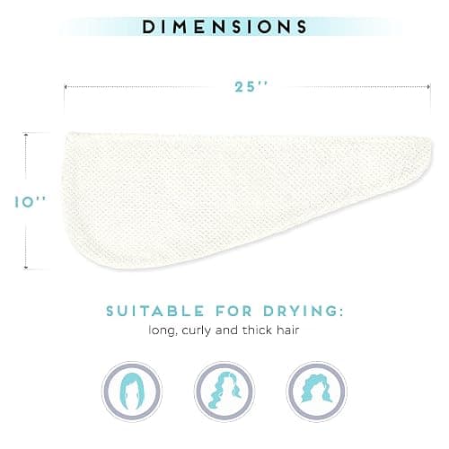 SimpleField 2 Pack Microfiber Hair Towel Wrap for Women, Anti Frizz Quick Drying Hair Turban for All Hair Style, Absorbent and Lightweight (Ivory) thumbnail 4