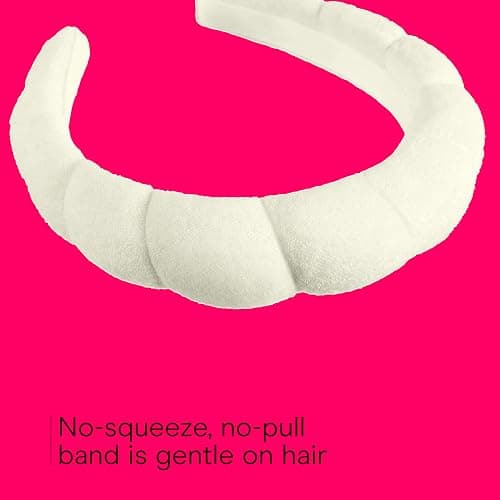 Conair Spa Makeup and Face Washing Headband, Ultra-Absorbent Microfiber Skincare Headband, Soft Terry Cloth, No-Pull Band Gentle on Hair and Head, Bubble Design, Ivory thumbnail 5