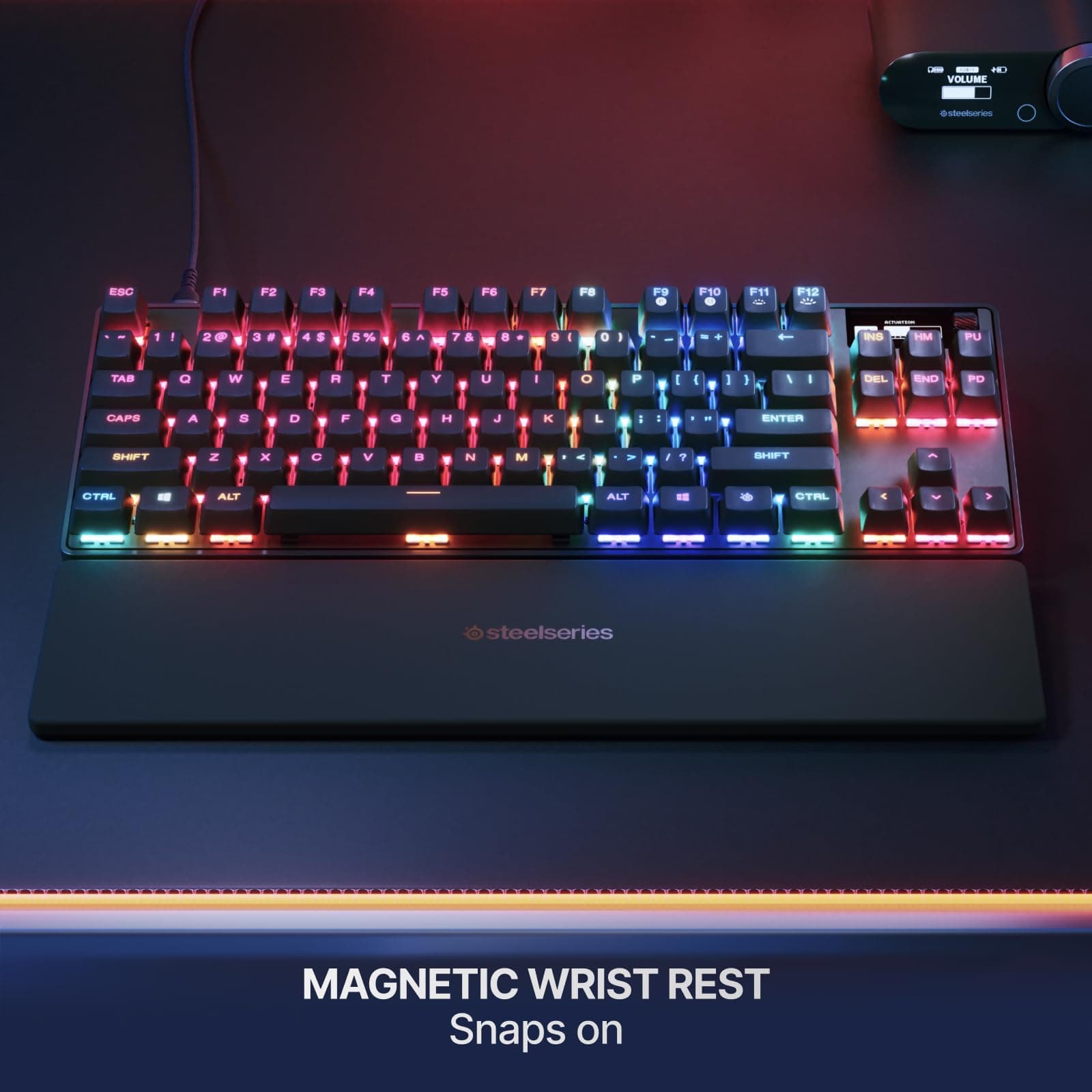 SteelSeries Apex Pro TKL Gen 3 OmniPoint 3.0 HyperMagnetic Switches — Adjustable Actuation — Rapid Trigger — Game-Ready Presets — Protection Mode — Rapid Tap/SOCD — OLED — RGB — PBT Keycaps — USB-C thumbnail 7