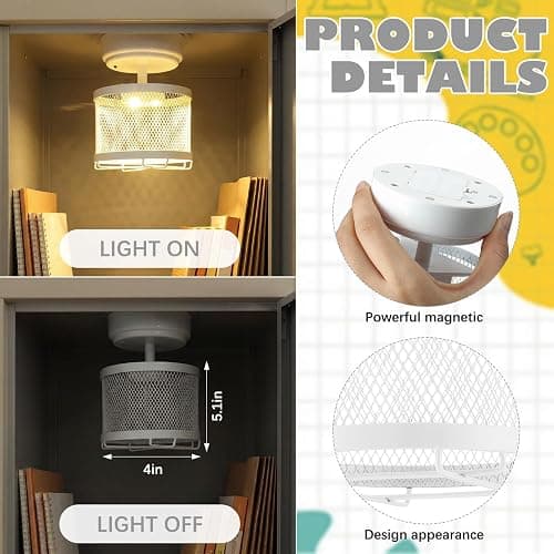 Fuyoooo Magnetic Locker Light LED Locker Chandelier, White | Back-to-School Locker Essential, Magnetic Mounting, Decorative and Functional, Brightens Dark Lockers, Space-Saving Design thumbnail 3