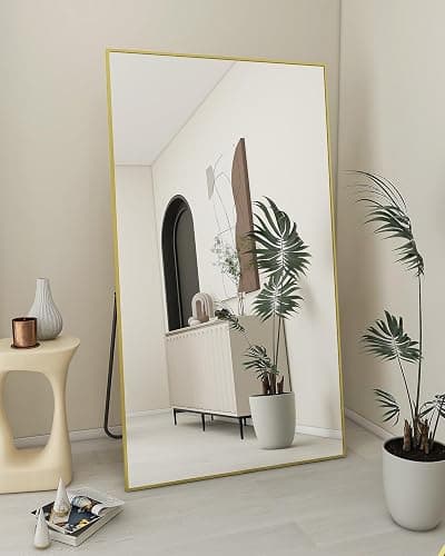 Koonmi 71"x30" Floor Mirror Full Length, Bedroom Floor Body Mirror with Stand, Large Gold Mirror, Leaning, Standing or Hanging Horizontally/Vertically thumbnail 3