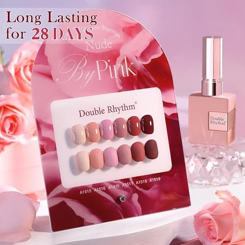 Double Rhythm 6 Pcs 15 ML Gel Polish Set Same Color Same Bottle Soak Off Gel Polish Kit Nail Art Manicure Salon DIY at Home for Women (Burgundy Red Nude Pink Purple Beige-T6-3) thumbnail 8
