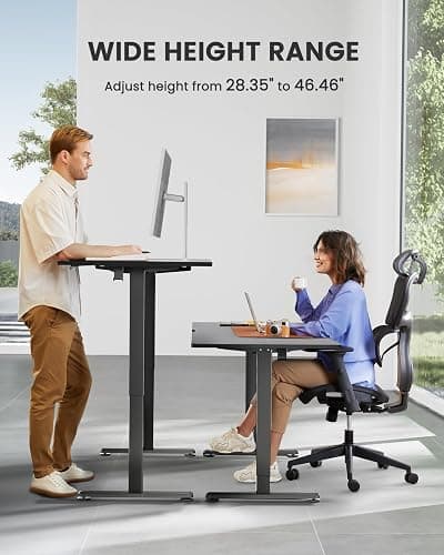 ErGear Height Adjustable Electric Standing Desk, 47.2 x 23.6 Inches Sit Stand up Desk, Memory Computer Home Office Desk with Two-Piece Desktop (Black) thumbnail 6