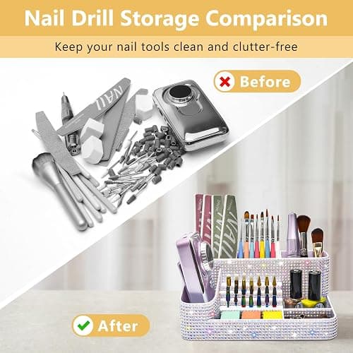 CGBE Nail Drill Holder, 28 Holes Nail Drill Bit Holder - Bling dz-White | Professional Nail Tools Organizer and Storage Box Case, Nail Desk Organizer for Nail Technician thumbnail 4