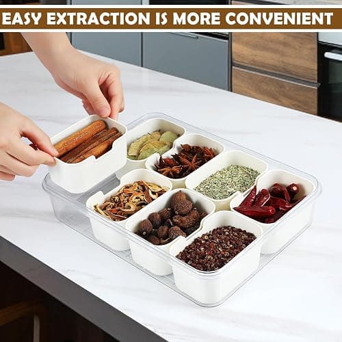 NOIRUC-CZ Divided Clear Snackle Box with Lid and Handle Food Serving Tray Fruit & Veggie Container with 8 Detachable Dividers Portable Snack Platters Charcuterie Board Container for Party, Travel thumbnail 4