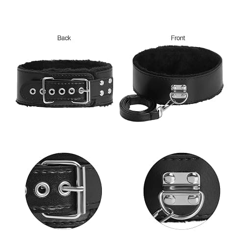 Rbenxia 12 PCS Sex Bondage BDSM Restraints Kits Fetish Handcuffs Ankle Cuff Collar Blindfold Whip Rope Nipple Clamps Ball Gag Mask Tail with Anal Adult Games Foreplay Sexy Toys for Couples (Black） thumbnail 5