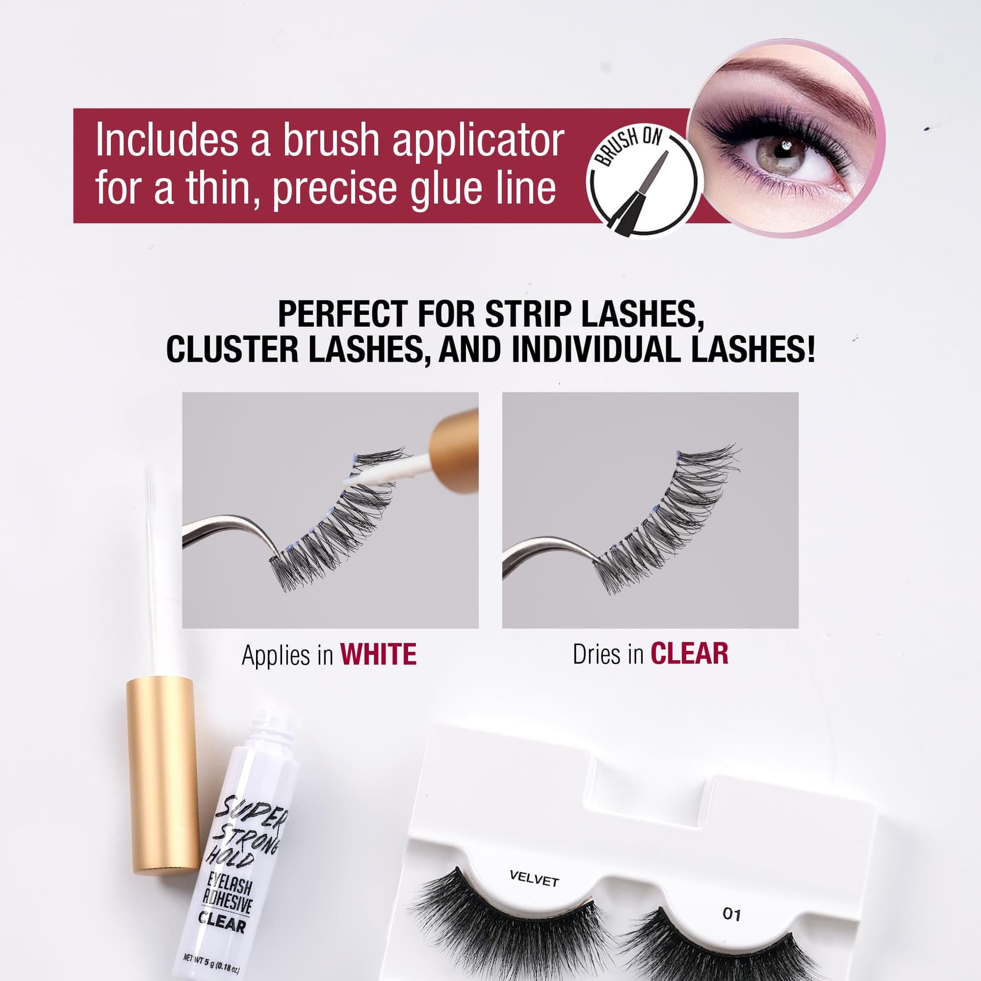 Kiss I Envy Super Strong Hold Eyelash Adhesive Latex Free [Clear] Kpeg06 - 0.18 Fl Oz (Pack of 1) - Clear thumbnail 3