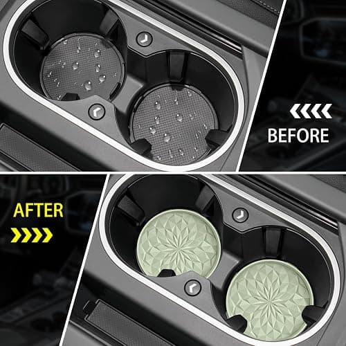 ME.FAN Car Coasters for Cup Holders [4 Pack] - 2.75In Silicone Auto Mug Mats - Universal Non-Slip Recessed Car Interior AccessoriesDesert Sage thumbnail 4