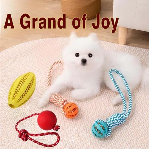 Novique 3 Pack Heavy Duty Dog Rope Toys for Breed Aggressive Chewers, Treat Balls and Dog Squeaky Toy for Puppies & Small Dogs thumbnail 5