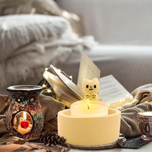 Katzen Kerzenhalter,Cute Cat Pantry Holder,Teelichthalter mit wärmenden Katzen Pfoten,Kätzchen Teelicht Kerzenhalter für Wohnzimmer,Zimmer,Abendessen bei Kerzenschein Deko thumbnail 6