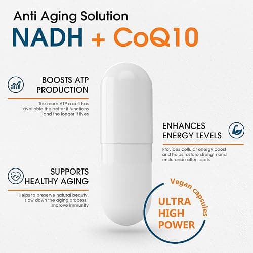 NADH + CoQ10 + D-Ribose Supplement, Enhance NAD+ Supplement for Energy, Fatigue , 60 Capsules thumbnail 3
