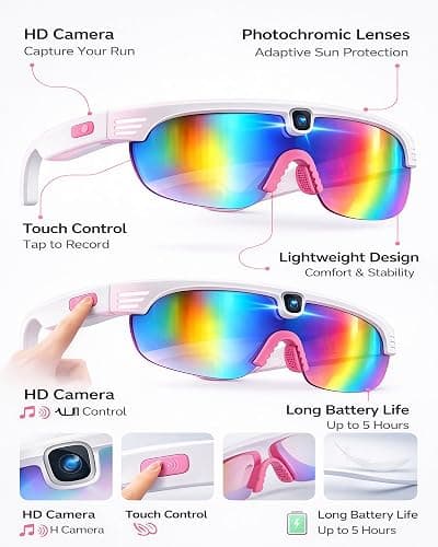Oucift Sunglasses with Camera, Recording POV Glasses 4k Smart Glasse for Men Women Horse Girls Sunglasses Vision Cameras and Audio Video Gafas Con Camara Meets Function Sports Cycling Hiking HD thumbnail 4