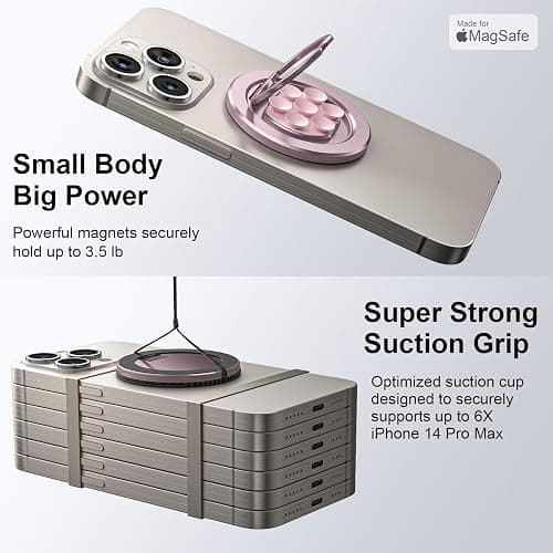 Magnetic Suction Cup Phone Mount Ring Holder for Mag Safe, Strong Grip Phone Stand for Mirror Selfies & TikTok Videos, 360° Rotatable Fidget Gadget for iPhone 16/15/14/13/16 Series thumbnail 4