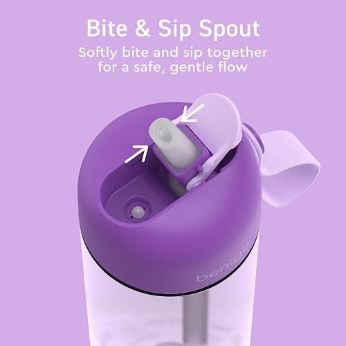 Bentgo Kids Water Bottle - Leak-Proof, Durable Tritan, BPA-Free 15 oz. Cup for Kids/Toddlers Ages 3+, Bite & Sip Spout, Carrying Handle, & Dishwasher Safe for School, Sports, Daycare & Camp (Purple) thumbnail 5