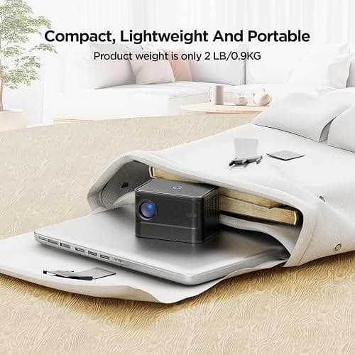 【Electric Focus】 Portable Mini Projector with 5G WiFi, Outdoor Bluetooth Movie Projector, 15000L, 230" Screen, Home Theater Projector for Phone/TV Stick/USB thumbnail 3