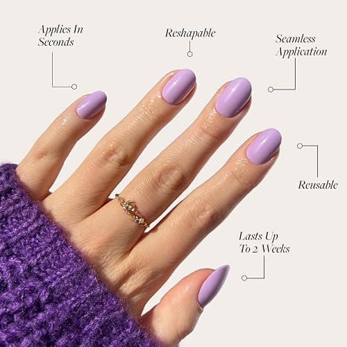 Glamnetic Press On Nails - Lilac | Solid Opaque Light Pastel Purple Round Nails, Salon Quality | 12 Sizes - 30 Nail Kit thumbnail 3